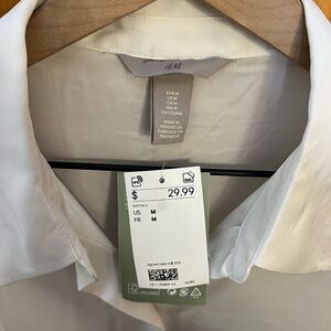 H&M Cream Satin Collared Shirt